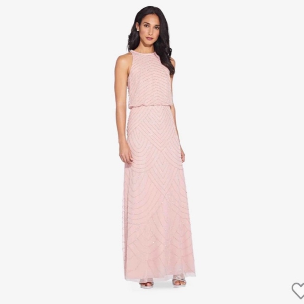 Adrianna Papell Beaded Gown in Aurora Pink
